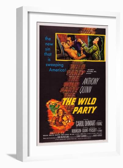 The Wild Party, Top, from Left: Carol Ohmart, Anthony Quinn, Kathryn Grant, 1956-null-Framed Art Print