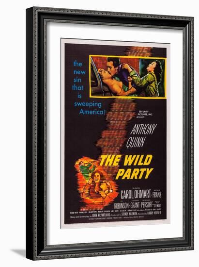 The Wild Party, Top, from Left: Carol Ohmart, Anthony Quinn, Kathryn Grant, 1956-null-Framed Art Print