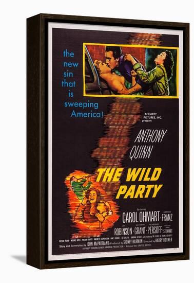 The Wild Party, Top, from Left: Carol Ohmart, Anthony Quinn, Kathryn Grant, 1956-null-Framed Stretched Canvas