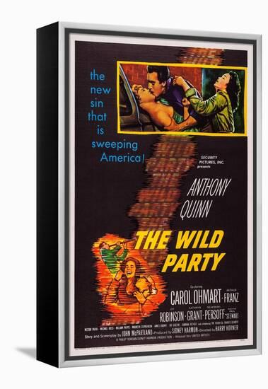 The Wild Party, Top, from Left: Carol Ohmart, Anthony Quinn, Kathryn Grant, 1956-null-Framed Stretched Canvas