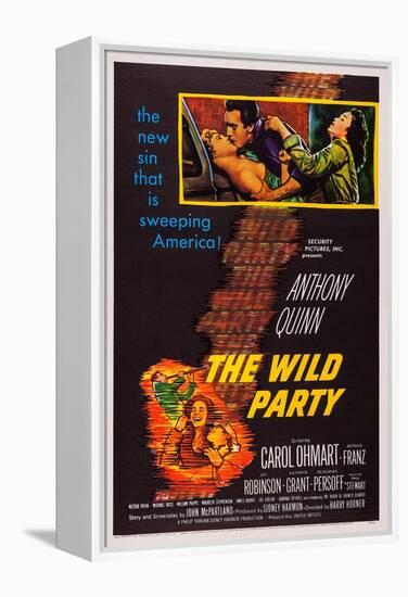 The Wild Party, Top, from Left: Carol Ohmart, Anthony Quinn, Kathryn Grant, 1956-null-Framed Stretched Canvas