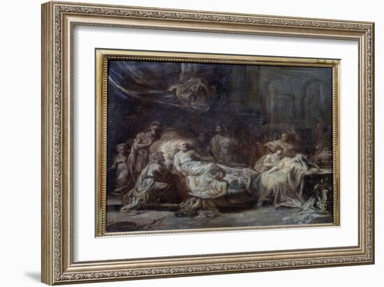 The Will Family Reunited around an Old Man with Agony Dictating His Will, 18Th Century (Oil on Canv-Jean-Honore Fragonard-Framed Giclee Print