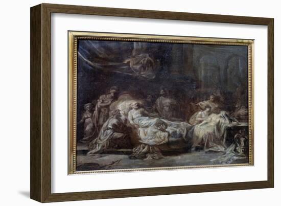 The Will Family Reunited around an Old Man with Agony Dictating His Will, 18Th Century (Oil on Canv-Jean-Honore Fragonard-Framed Giclee Print