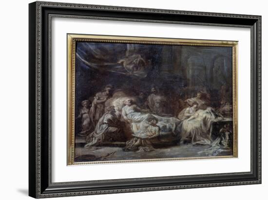 The Will Family Reunited around an Old Man with Agony Dictating His Will, 18Th Century (Oil on Canv-Jean-Honore Fragonard-Framed Giclee Print