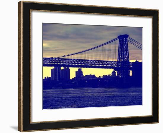 The Williamsburg Bridge at Nightfall - Lower East Side of Manhattan - New York City-Philippe Hugonnard-Framed Photographic Print