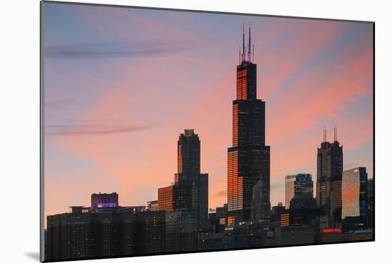 The Willis Tower at Dusk, Chicago.-Jon Hicks-Mounted Photographic Print