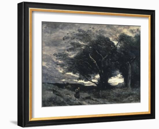 The Wind-Jean-Baptiste-Camille Corot-Framed Giclee Print