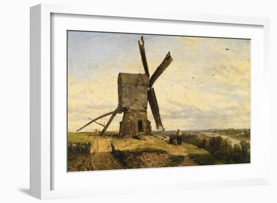 The Windmill, 1830-60 (W/C on Paper)-Thomas Creswick-Framed Giclee Print