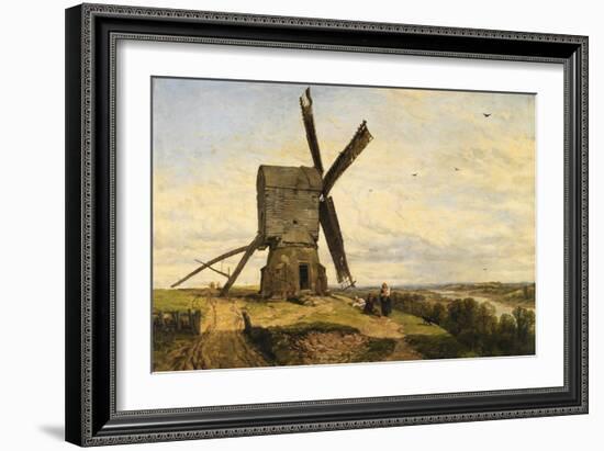 The Windmill, 1830-60 (W/C on Paper)-Thomas Creswick-Framed Giclee Print