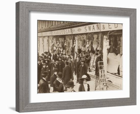 The Windows of Swan and Edgar Ltd Smashed by Suffragettes-null-Framed Photographic Print