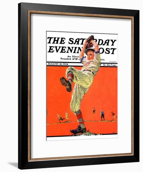 "The Windup," Saturday Evening Post Cover, August 18, 1934-Eugene Iverd-Framed Giclee Print