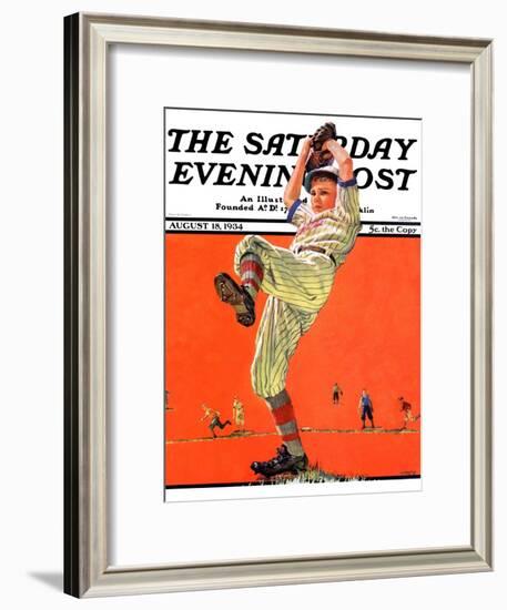 "The Windup," Saturday Evening Post Cover, August 18, 1934-Eugene Iverd-Framed Giclee Print