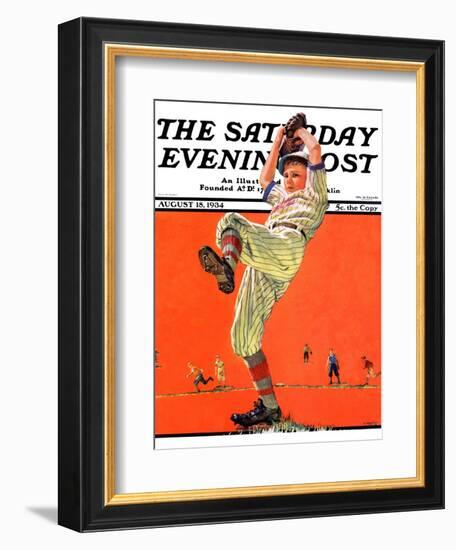 "The Windup," Saturday Evening Post Cover, August 18, 1934-Eugene Iverd-Framed Giclee Print