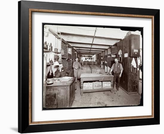 The Wine Cellar of the Hotel Manhattan, 1902-Byron Company-Framed Giclee Print