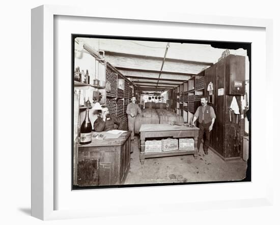 The Wine Cellar of the Hotel Manhattan, 1902-Byron Company-Framed Giclee Print