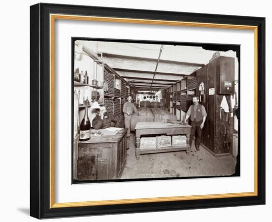 The Wine Cellar of the Hotel Manhattan, 1902-Byron Company-Framed Giclee Print