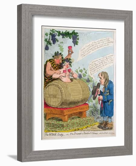 The Wine Duty, or the Triumph of Bacchus and Silenus with John Bull's Remonstrance, Published by…-James Gillray-Framed Giclee Print