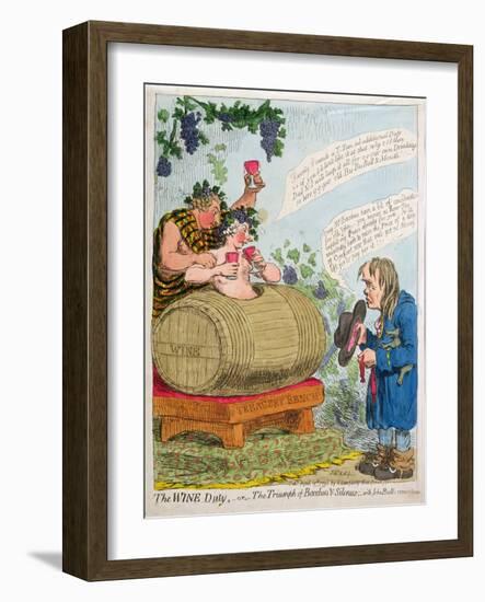 The Wine Duty, or the Triumph of Bacchus and Silenus with John Bull's Remonstrance, Published by…-James Gillray-Framed Giclee Print