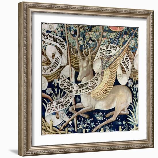 The Winged Deer (Tapestry) (Detail of 95771)-French-Framed Giclee Print