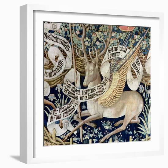 The Winged Deer (Tapestry) (Detail of 95771)-French-Framed Giclee Print