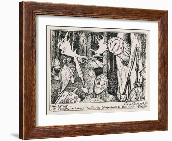 The Winning of Olwen the Stag of Redynvre Brings the Seven Companions to the Owl of Cwm Cawlwyd-Henry Justice Ford-Framed Art Print