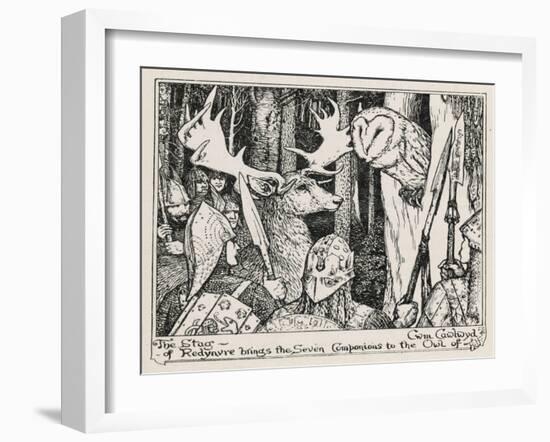 The Winning of Olwen the Stag of Redynvre Brings the Seven Companions to the Owl of Cwm Cawlwyd-Henry Justice Ford-Framed Art Print