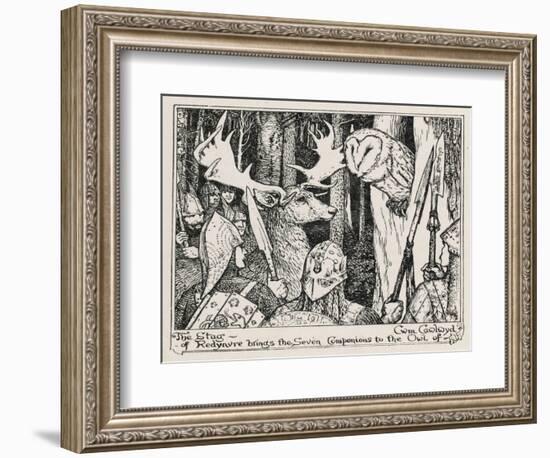 The Winning of Olwen the Stag of Redynvre Brings the Seven Companions to the Owl of Cwm Cawlwyd-Henry Justice Ford-Framed Art Print