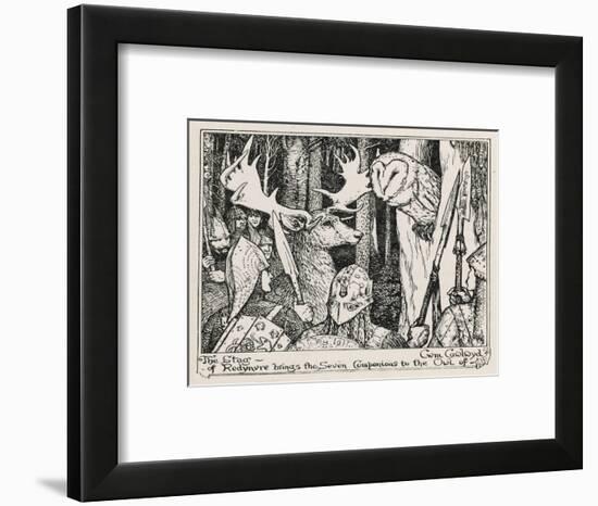 The Winning of Olwen the Stag of Redynvre Brings the Seven Companions to the Owl of Cwm Cawlwyd-Henry Justice Ford-Framed Art Print