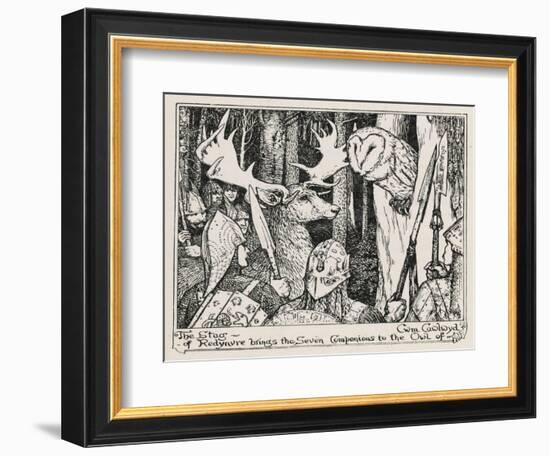 The Winning of Olwen the Stag of Redynvre Brings the Seven Companions to the Owl of Cwm Cawlwyd-Henry Justice Ford-Framed Art Print