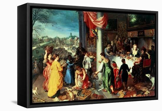The Winter Feast, Gathering at the Bavarian State Palace-Hendrik van Balen the Elder-Framed Premier Image Canvas