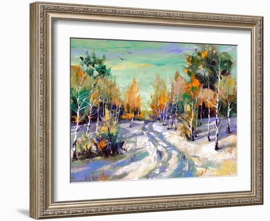 The Winter Landscape Executed By Oil On A Canvas-balaikin2009-Framed Art Print