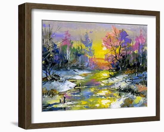 The Winter Landscape Executed By Oil On A Canvas-balaikin2009-Framed Art Print