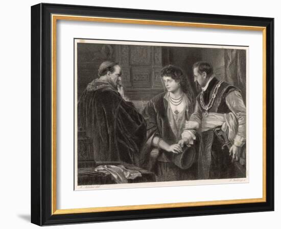 The Winter's Tale, Leontes Nurses Suspicions of His Wife Hermione and Their Visitor Polixenes-M. Adamo-Framed Art Print