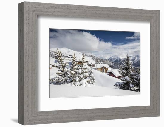 The Winter Sun Shines on the Snowy Mountain Huts and Woods, Bettmeralp, District of Raron-Roberto Moiola-Framed Photographic Print