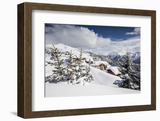 The Winter Sun Shines on the Snowy Mountain Huts and Woods, Bettmeralp, District of Raron-Roberto Moiola-Framed Photographic Print