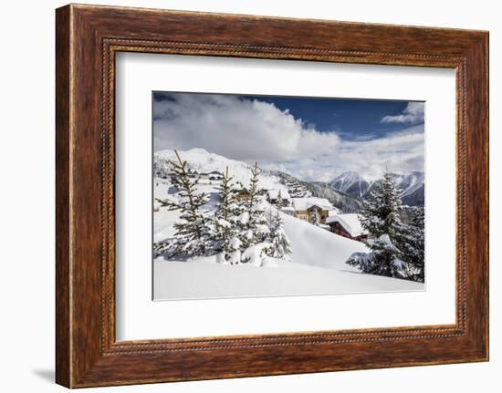 The Winter Sun Shines on the Snowy Mountain Huts and Woods, Bettmeralp, District of Raron-Roberto Moiola-Framed Photographic Print