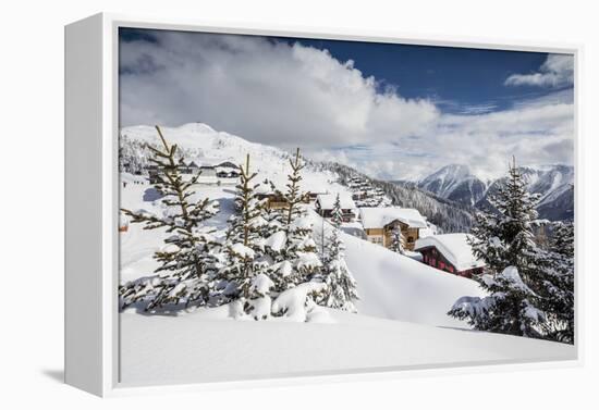 The Winter Sun Shines on the Snowy Mountain Huts and Woods, Bettmeralp, District of Raron-Roberto Moiola-Framed Premier Image Canvas