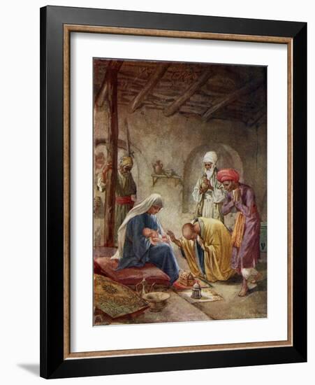 The Wise Men visit the baby Jesus - Bible-William Brassey Hole-Framed Giclee Print