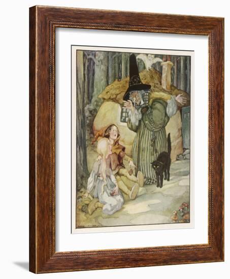 The Witch and Her Cat Find Hansel and Grethel-Anne Anderson-Framed Art Print