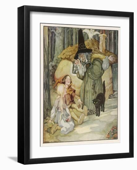 The Witch and Her Cat Find Hansel and Grethel-Anne Anderson-Framed Art Print