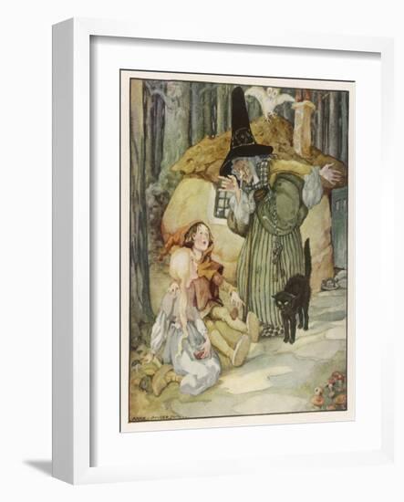 The Witch and Her Cat Find Hansel and Grethel-Anne Anderson-Framed Art Print