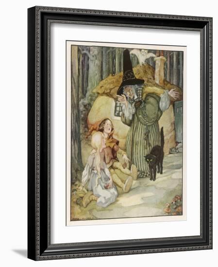 The Witch and Her Cat Find Hansel and Grethel-Anne Anderson-Framed Art Print