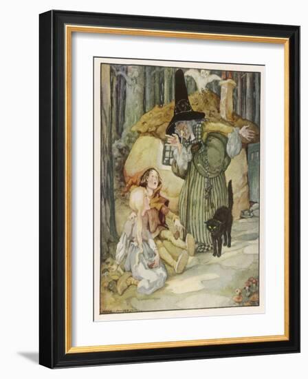 The Witch and Her Cat Find Hansel and Grethel-Anne Anderson-Framed Art Print