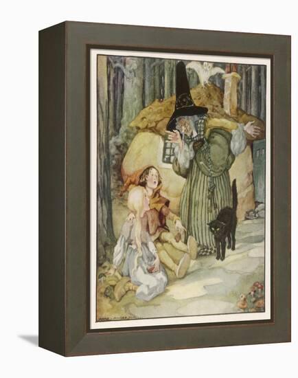 The Witch and Her Cat Find Hansel and Grethel-Anne Anderson-Framed Stretched Canvas