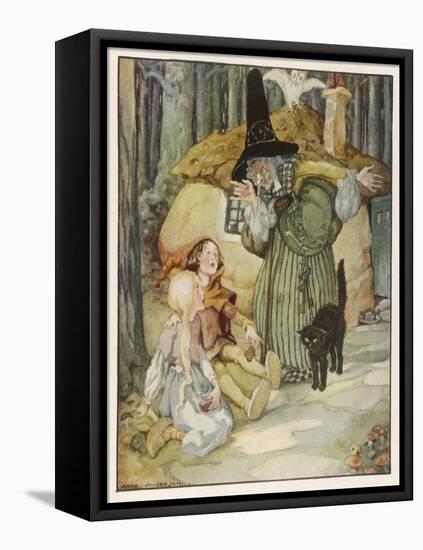 The Witch and Her Cat Find Hansel and Grethel-Anne Anderson-Framed Stretched Canvas