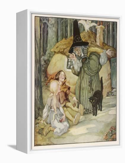 The Witch and Her Cat Find Hansel and Grethel-Anne Anderson-Framed Stretched Canvas