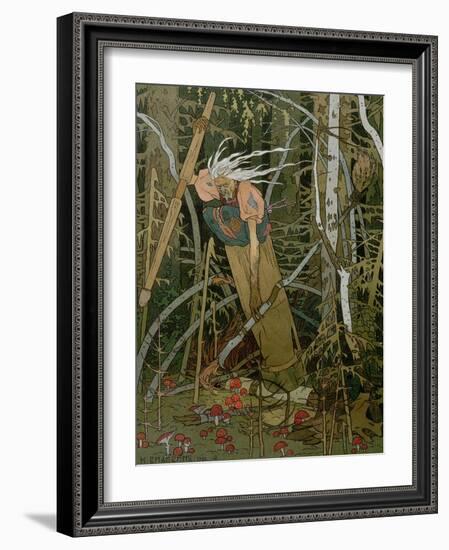 The Witch Baba Yaga, Illustration from the Story of "Vassilissa the Beautiful," 1902-Ivan Bilibin-Framed Giclee Print