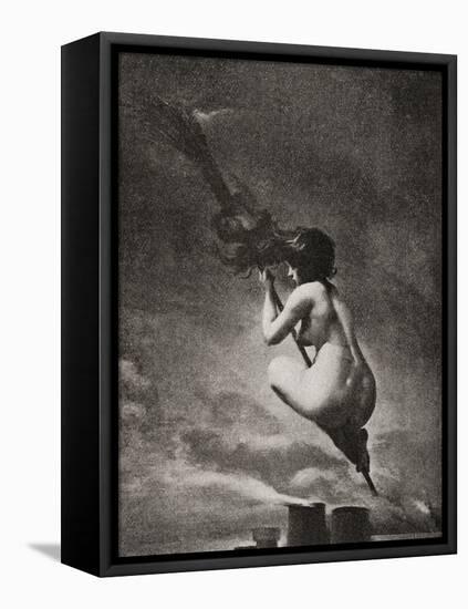 The Witch on Her Broomstick-null-Framed Premier Image Canvas