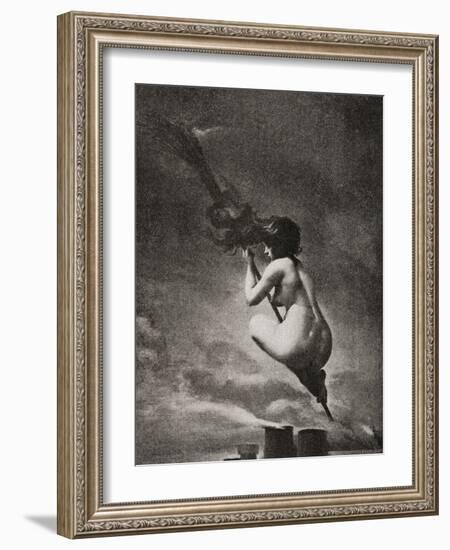 The Witch on Her Broomstick-null-Framed Giclee Print