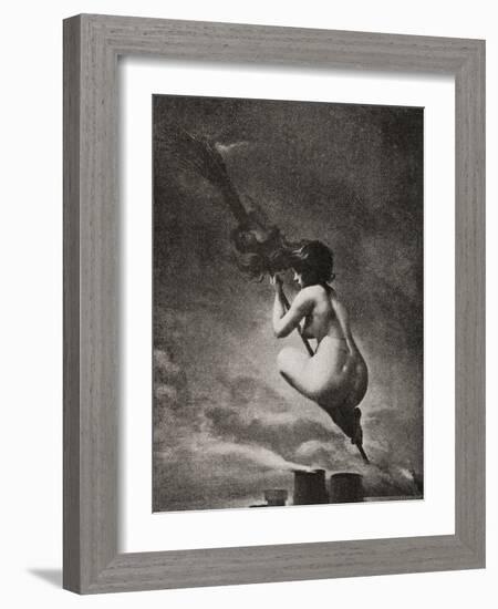 The Witch on Her Broomstick-null-Framed Giclee Print